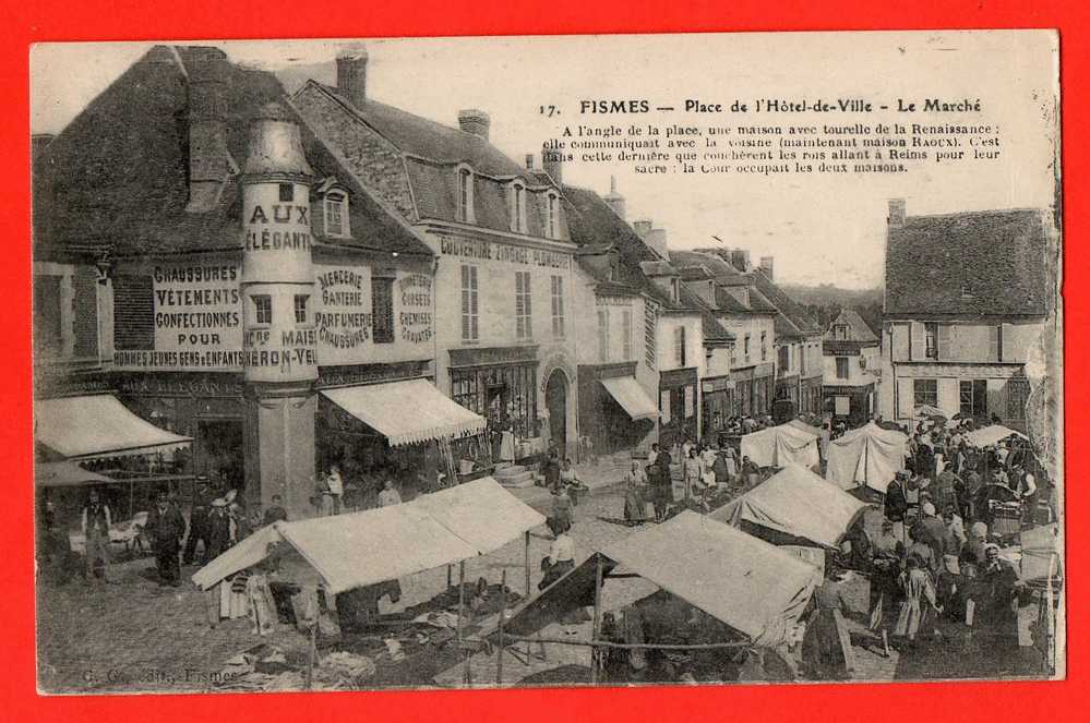 FISMES - Place De L'Hotel De Ville - Le Marché. - Fismes