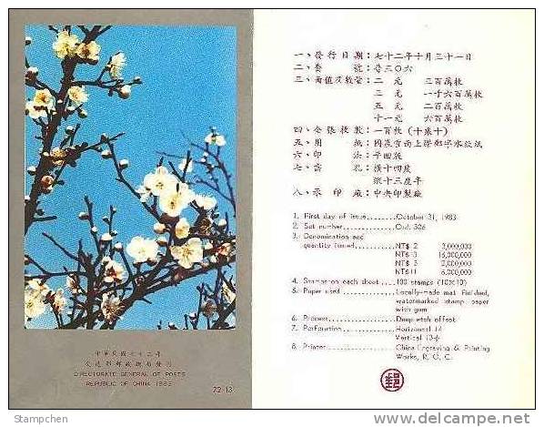 Folder Taiwan 1983 Plum Blossom Stamps Flower Architecture Flora Plant CKS - Unused Stamps