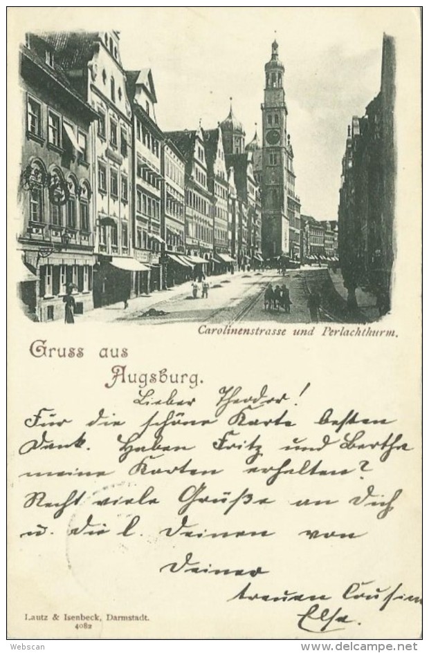 AK Augsburg Carolinenstrasse Perlachturm 1897 #66 - Augsburg