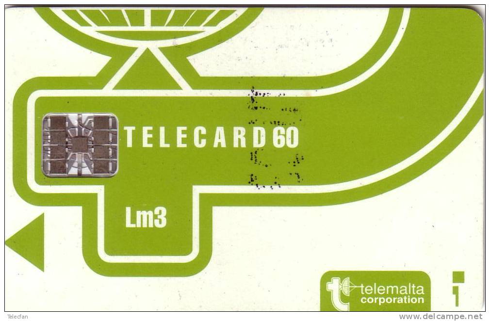 MALTE TELECARD VERTE GREEN 60U LM3 SC7 N° ROUGES UT - Malta