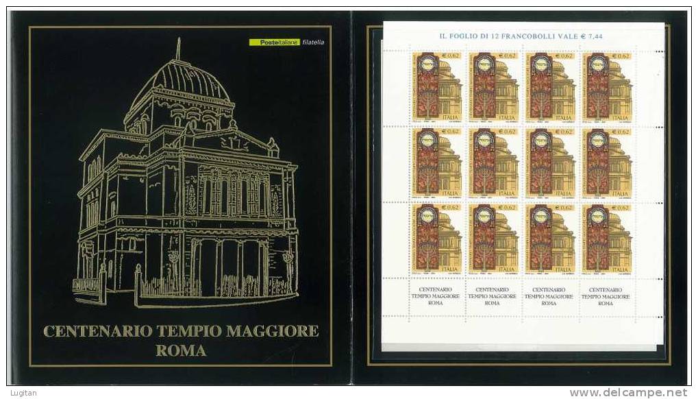 Filatelia -  FOLDER CENTENARIO TEMPIO MAGGIORE - ROMA - ANNO 2004 EMESSI IN MINIFOGLI - Pochettes