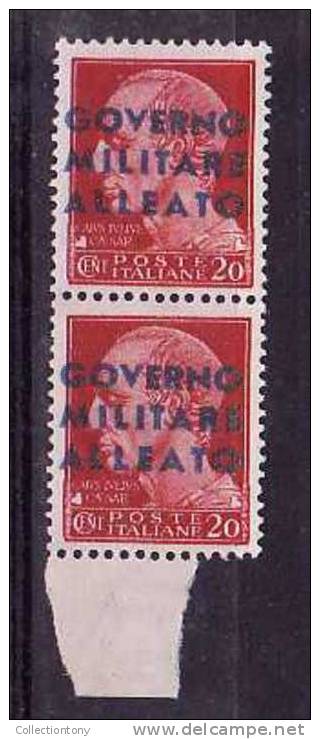 1943 - OCCUPAZIONE ANGLO-AMERICANA (NAPOLI) - TL - N.10 - COPPIA VERTICALE - VAL. CAT. 5.00€ - Occup. Anglo-americana: Napoli