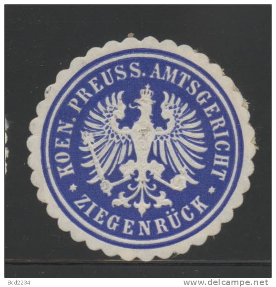 DEUTSCHSLAND PREUSSEN GERMANY PRUSSIA Siegelmarke Koeniglich Preussisches Amtsgericht - Ziegenrück - Seals Of Generality