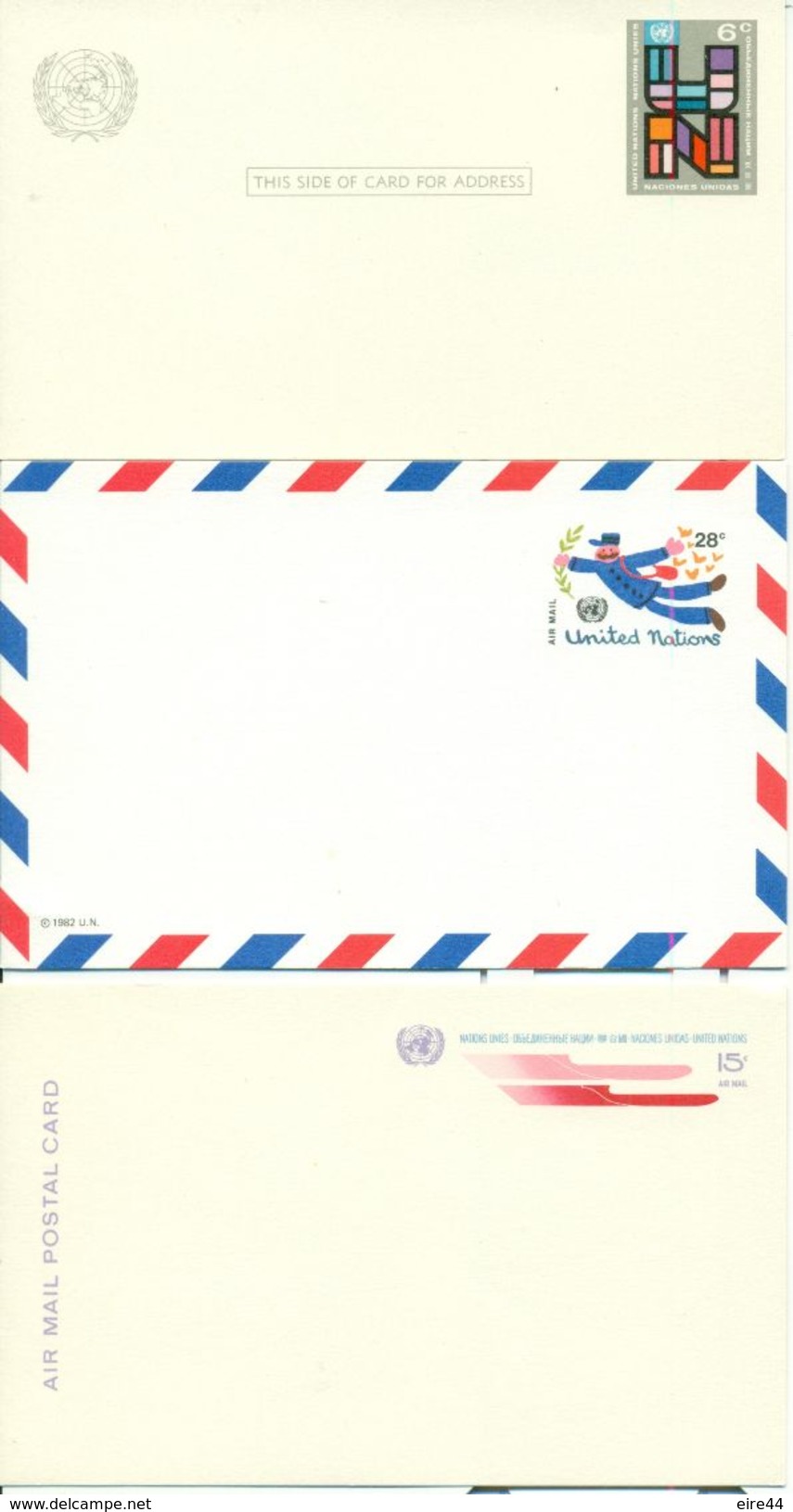 United Nations New York  9  Postcards Mint Airmail Postal Stationery - Poste Aérienne