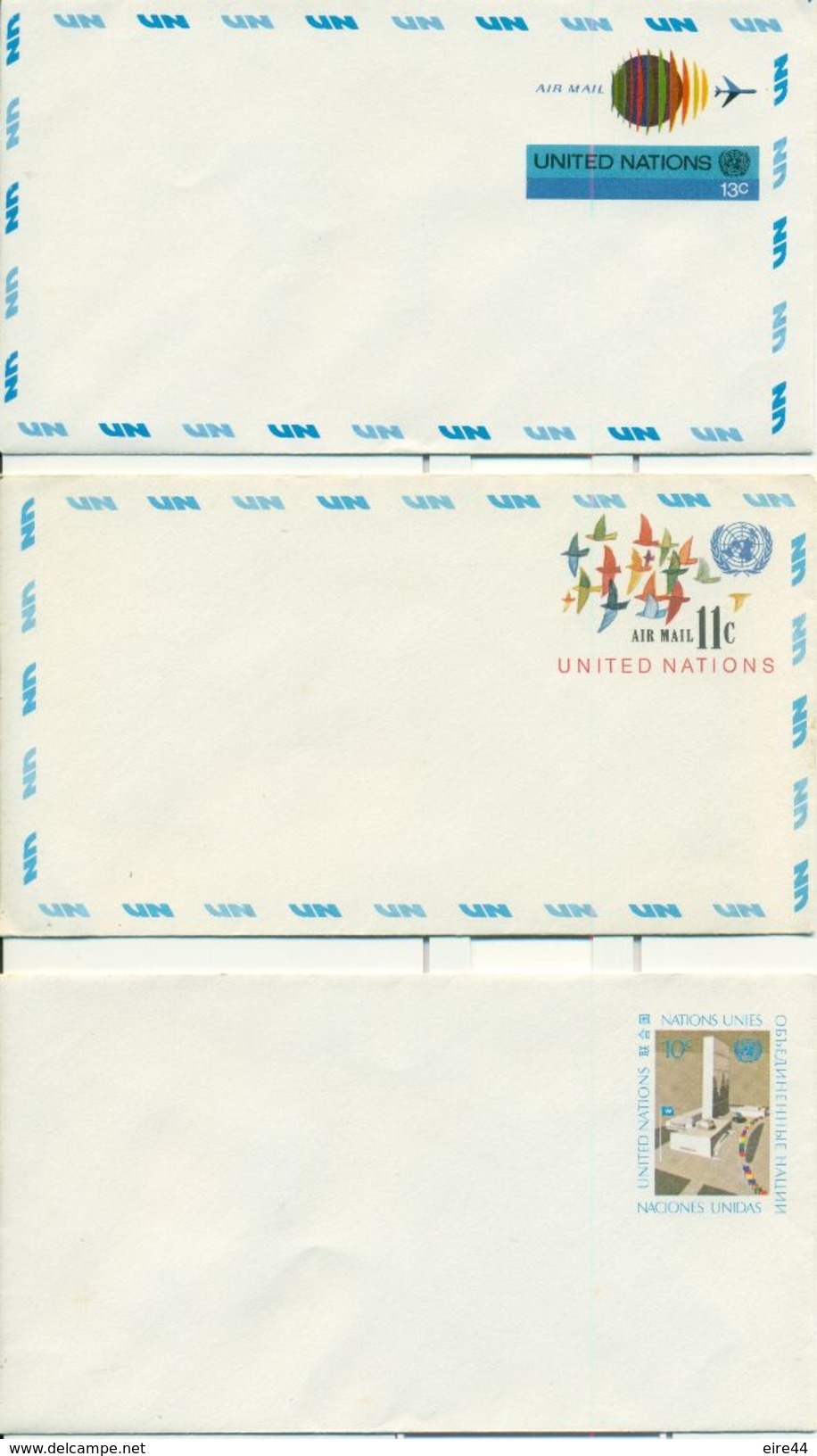 United Nations New York  9  Postcards Mint Airmail Postal Stationery - Poste Aérienne