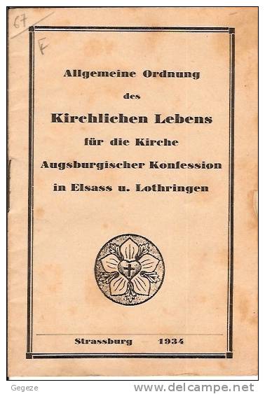 67 STRASBOURG LIVRET Allgemeine Ordnung Des KIRCHLICHEN LEBENS.. 1934  15 Pages - Christentum