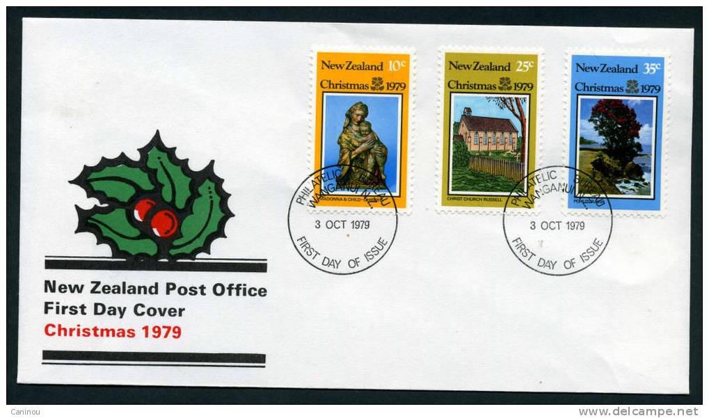 NOUVELLE-ZELANDE  ENVELOPPE 1er JOUR FDC 1979 NOEL Y&T 752 - 754 - FDC