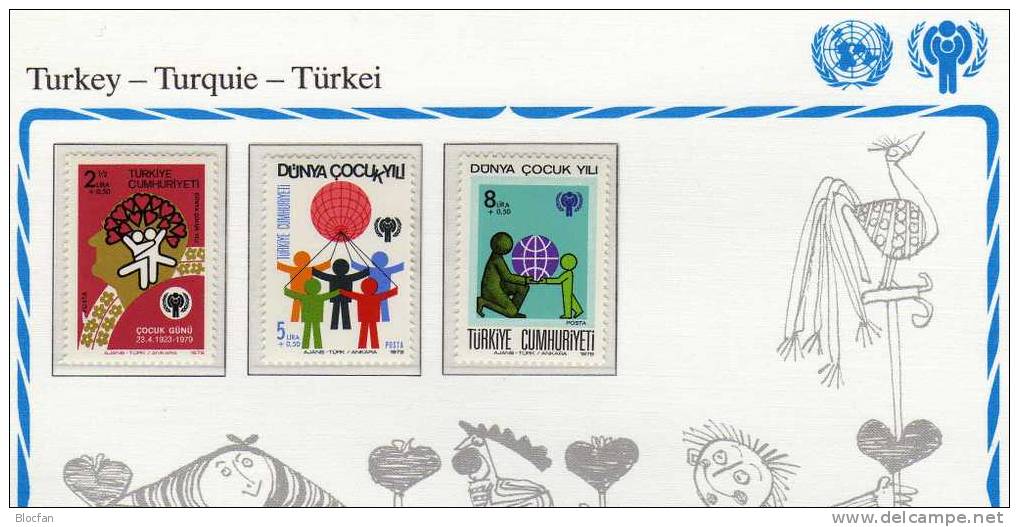 Gedenkblatt Zum Kinder-Jahr Türkei 2474/6 ** 2€ Kinder Und Herzen UNO Jahr Des Kindes 1979 Children Set From UNICEF - Briefe U. Dokumente