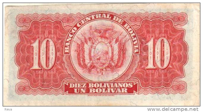 BOLIVIA 10 BOLIVIANOS BLUE MAN HEAD FRONT EMBLEM BACK DATED 20-07-1928 P130 READ DESCRIPTION - Bolivie