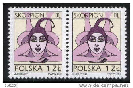 POLAND 1996 SIGNS OF THE ZODIAC SERIES NO 7 PAIR NHM - SCORPIO The Scorpion - Astrologie