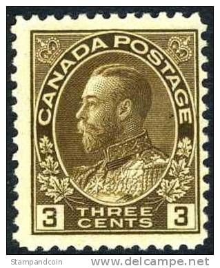 Canada #108 Mint Hinged 3c Brown George V From 1918 - Neufs