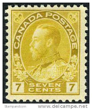 Canada #113 Mint Hinged 7c Yellow Ochre George V From 1912 - Neufs