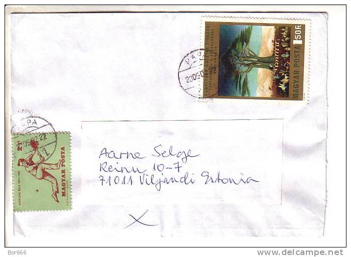 GOOD HUNGARY Postal Cover To ESTONIA 2005 - Good Stamped: Art ; Tennis - Covers & Documents