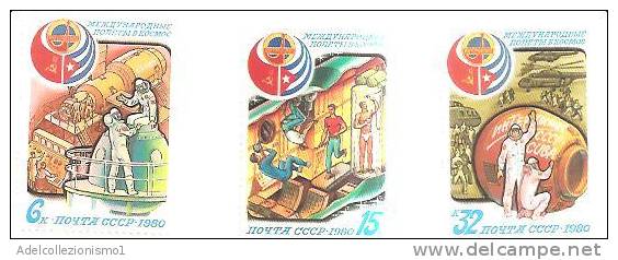 52350)n°3 Valori Russi 1980 - Programma Cosmonauti  -  Nuovi - N°4733/35 - Collections