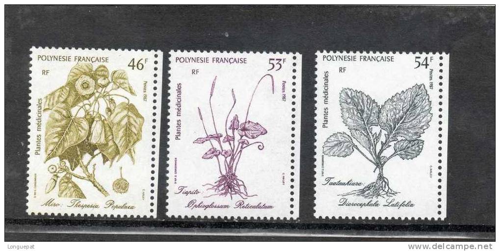 POLYNESIE Française : Plantes Médicinales : Thespesia Populnea (Malvacées), Ophioglossum Reticulatum (Fougère), - Unused Stamps