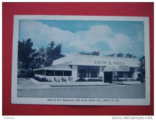 Miami Fl    Edith & Fritz Restaurant Vintage Border - Miami