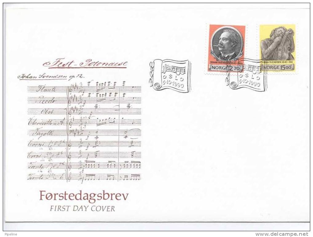 Norway FDC 5-10-1990 MUSIC JOJAN SVENDSEN With Cachet - FDC