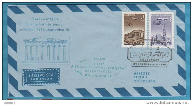 A-200 UNGARN UNGHERIA MALEV     AEREI TRASPORTI PER GRECIA  LETTER INTERESSANTE - Storia Postale