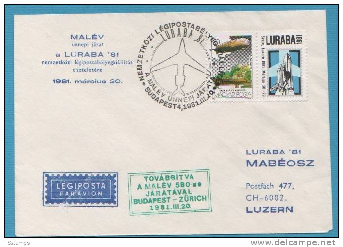 A-201 UNGARN UNGHERIA     TRASPORTI EXPOSITIONE LURABA   LETTERA SCHWEIZ  INTERESSANTE - Storia Postale