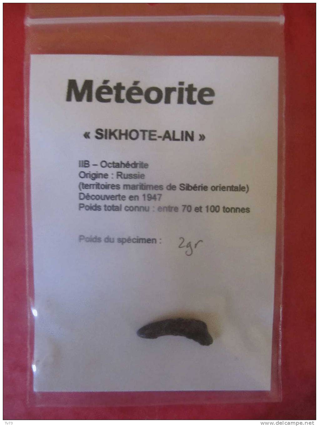 Meteorite SIKHOTE ALIN Authentique  - SIK 09 - Meteoriti