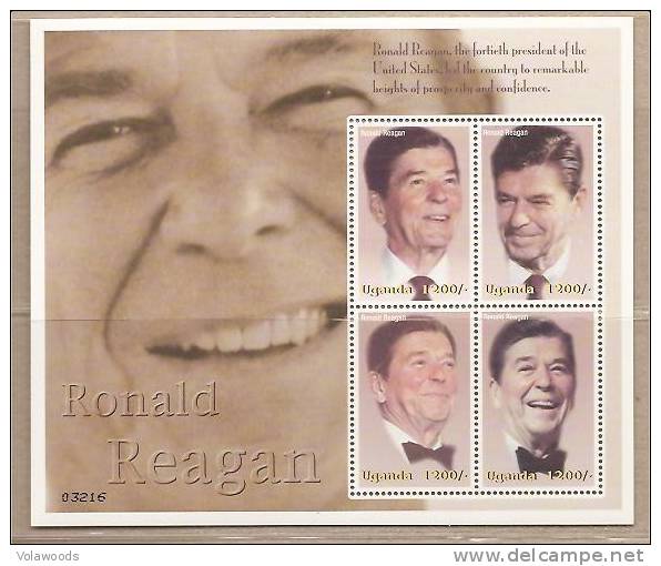 Uganda - Foglietto Nuovo: Ronald Reagan - Indépendance USA