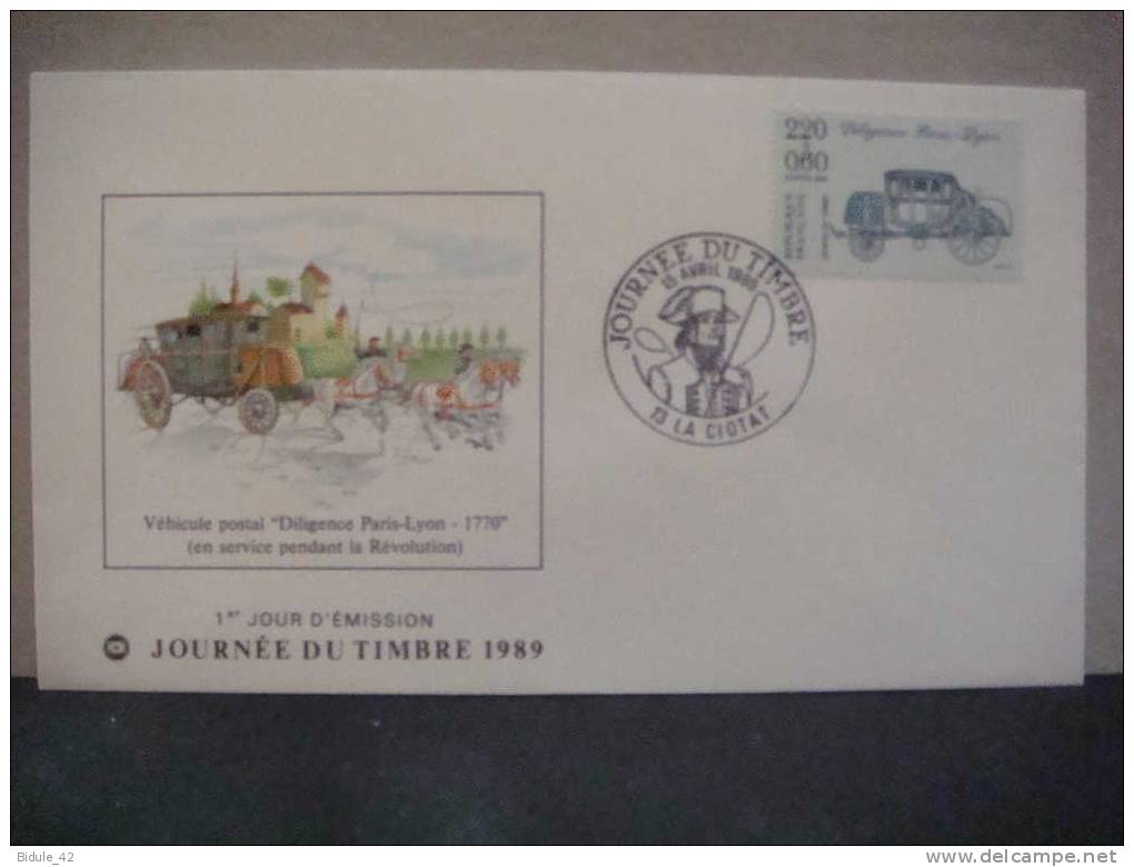 Enveloppe Illustrée FSPF Journée Timbre 1989 (Diligence) LA CIOTAT (13) - Cartas & Documentos