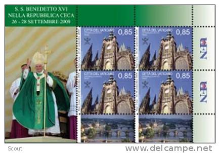VATICANO – VATICAN CITY - VATICAN - 2010 - VIAGGI DI BENEDETTO XVI - 3 BF DA 4 Valori ** - Unused Stamps