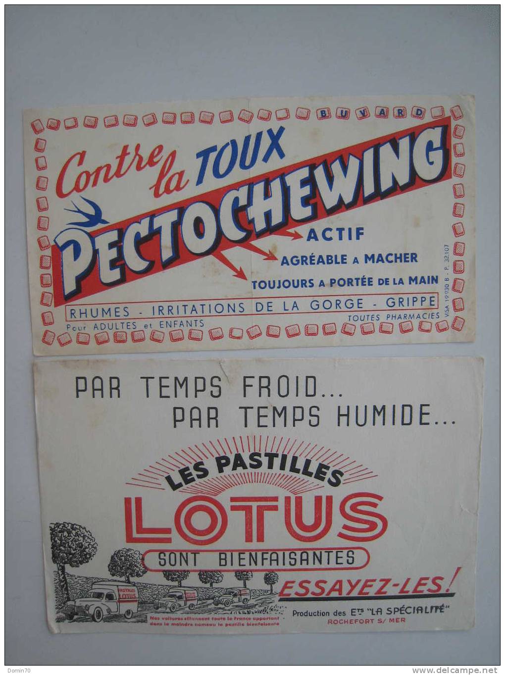 Buvards Bonbons Pastilles Lotus Pectochewing Gorge Grippe - Verzamelingen & Reeksen