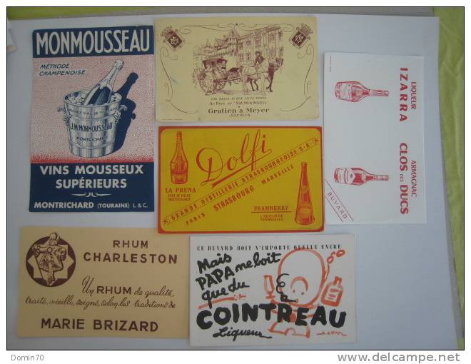 Buvards Mousseux Rhum Cointreau Dolfi Brizard Saumur Izarra - Collections, Lots & Series