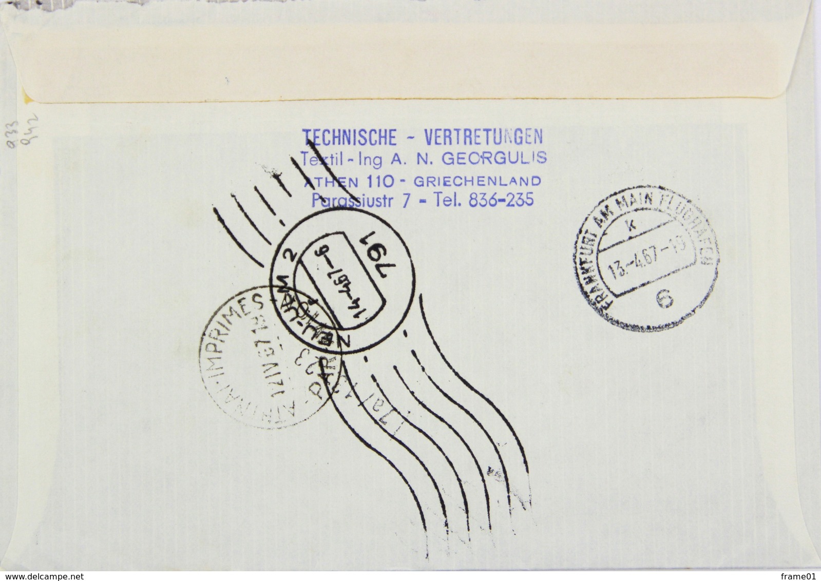 Grece  1967 Lettre Expès Athenes --> Allemagne, Affr. 12 Dr Voir Timbres A Date Arrivee Au Dos - Lettres & Documents