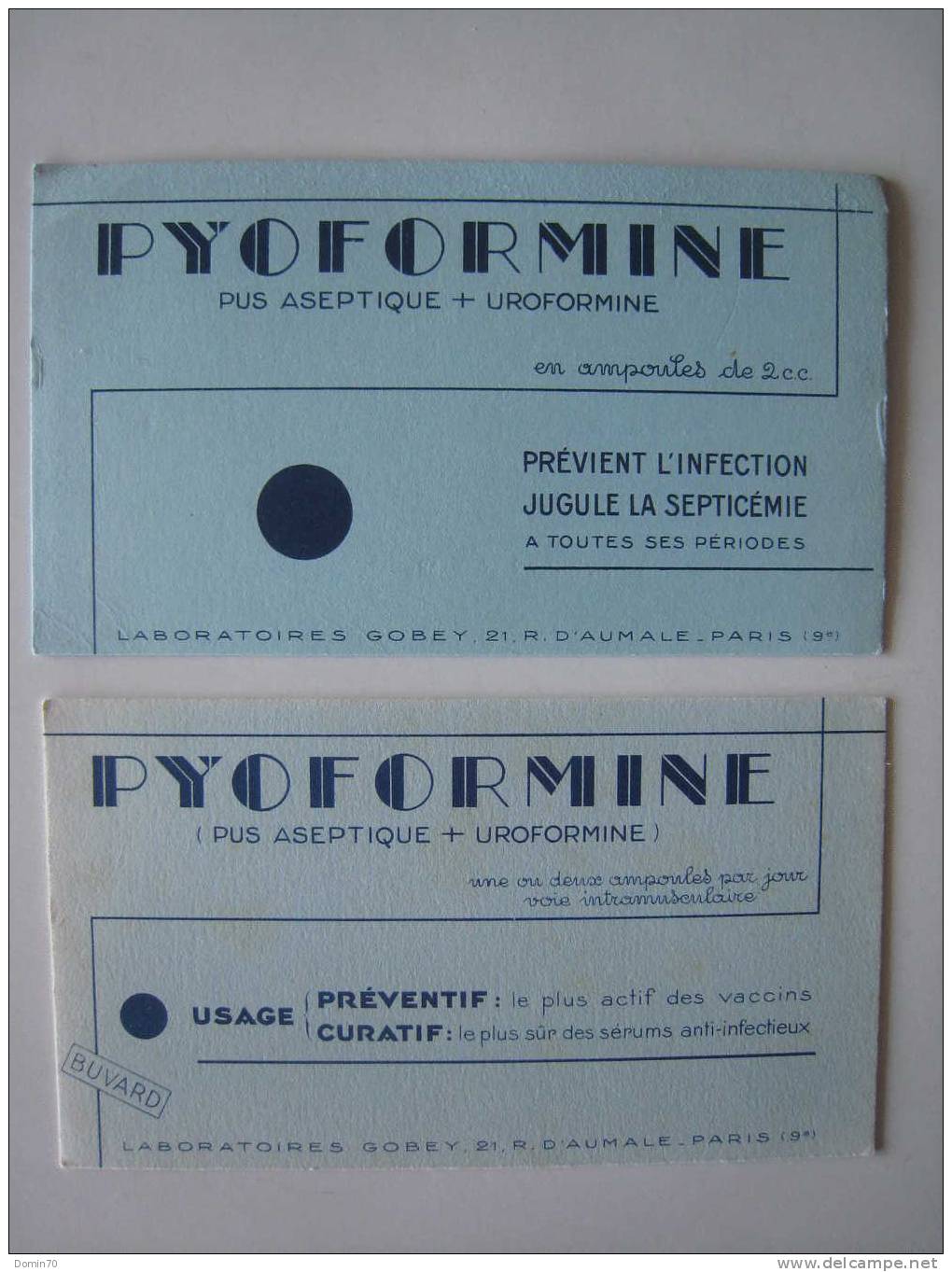 Buvards Pharmacie Pyoformine Aseptique Infection Gobey - Collections, Lots & Séries