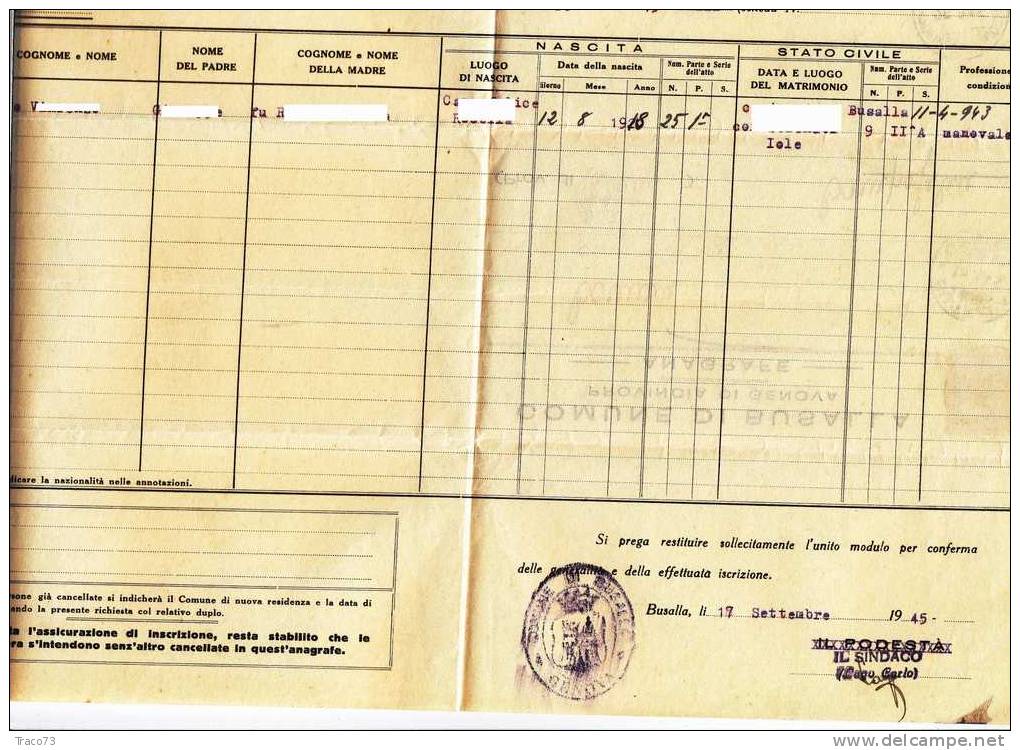 BUSALLA  / CAMPOFELICE  - Piego   - Ovale " POSTE Comune Di Busalla "  18.09.1945 - Imperiale Seza Fasci Lire 1 Isolato - Marcofilie