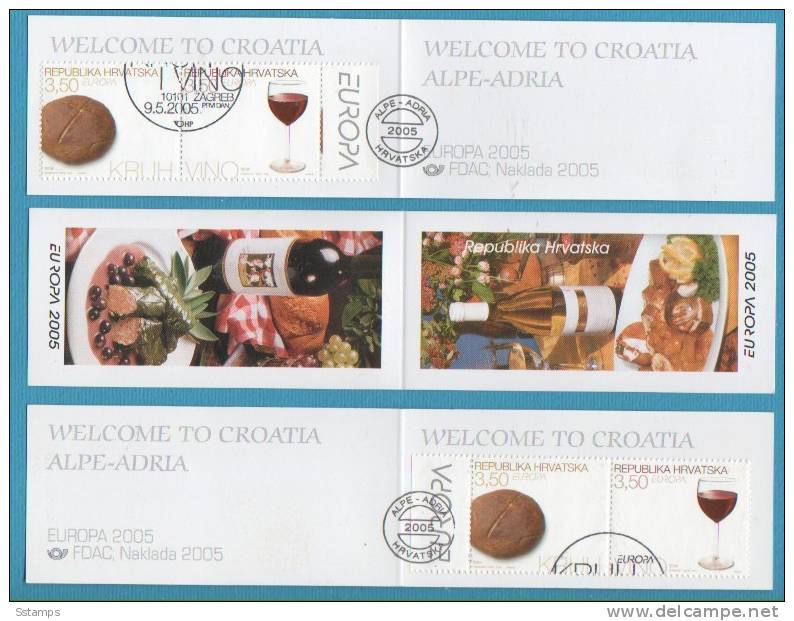 2005  718-19 EUROPA CEPT CROAZIA KROATIEN GASTRONOMIA TYP I - TYP II BOOKLET SPECIAL CANCELLATION  USED INTERESSANTE - 2005