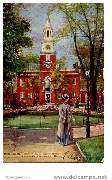 PHILADELPHIE  PHILADELPHIA INDEPENDANCE SQUARE AND STATE HOUSE PERSONNAGE En 1900/03 TOP - Philadelphia