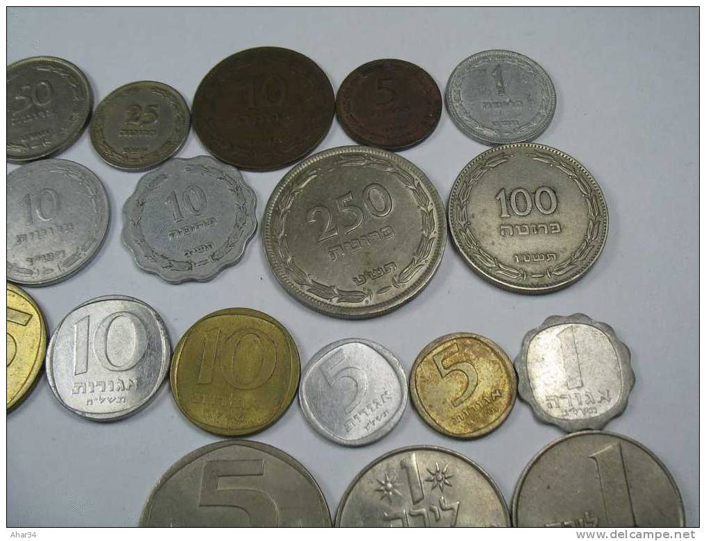 ISRAEL LOT  33x10=330  DIFFERENT COINS PRUTA  AGORA AGORAH COIN LIRA . FREE SHIPPING SURFACE MAIL REGISTERED  . - Israel