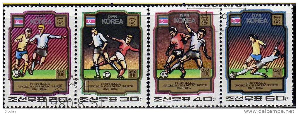 Fussball WM Spanien 1982 Korea 2033/6, 5xZD Plus Block 78 O 40€ Spiel-Szenen Bloc Sheet From Coree - Korea (...-1945)