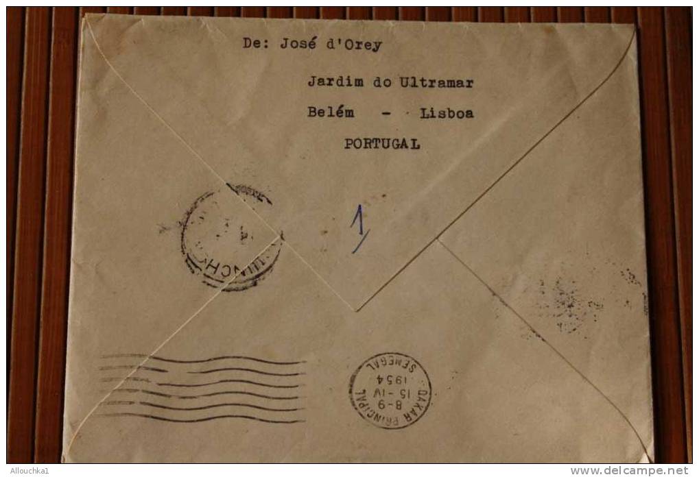 PORTUGAL  > LISBOA  1954=> SENEGAL A.O.F. AFRIQUE OCCIDENTALE FRANCAISE ZIGUINCHER CASAMANCE CARTA LETTRE LETTER >AVIAO - Covers & Documents