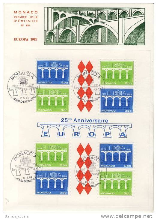 MONACO FDC MICHEL BL 26 EUROPA 1984 - 1984