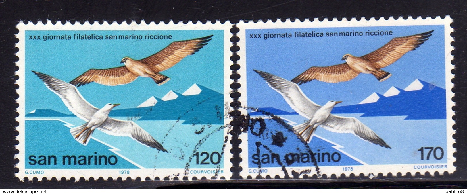 REPUBBLICA DI SAN MARINO 1978 GIORNATA FILATELICA STAMP DAY RICCIONE SERIE COMPLETA COMPLETE SET USATA USED OBLITERE' - Used Stamps