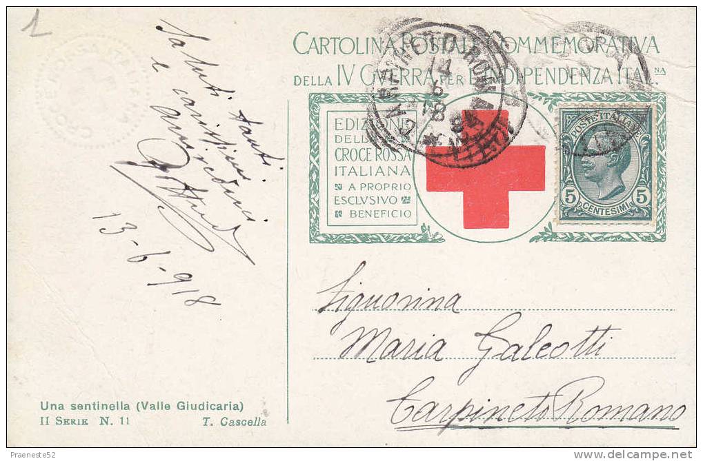 Croce Rossa .cartolina Commemorativa.t. Cascella.viaggiata 1918-sentinella. - Red Cross