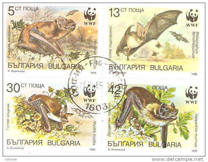 BULGARIA 1989  - WWF - BATS - CPL. SET - USED OBLITERE GESTEMPELT USADO - Chauve-souris