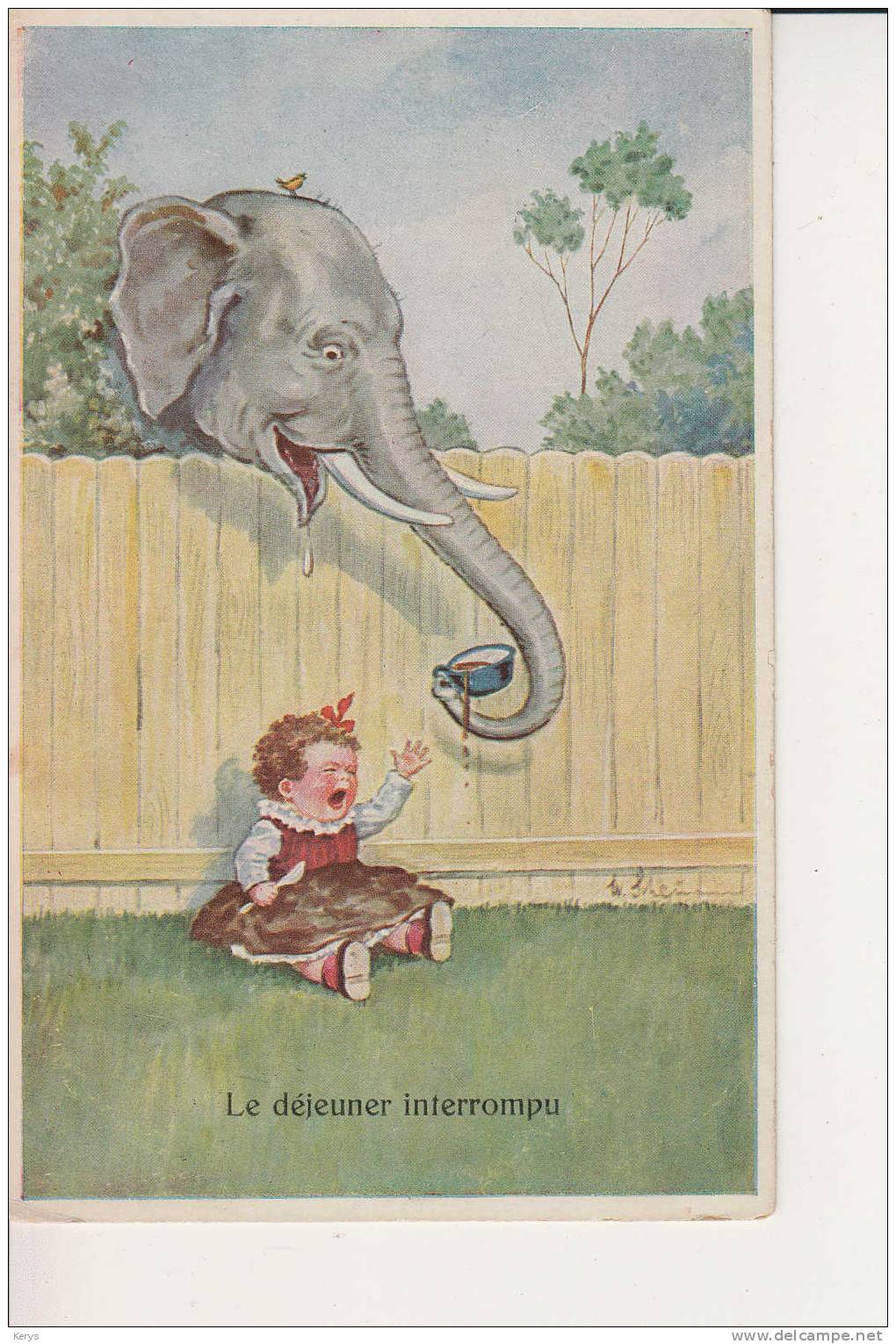 Le Déjeuner Interrompu ( éléphant Et Fillette ) Illustrateur S ;;; W - Elefanten