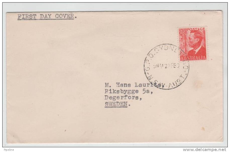 Australia FDC 12-4-1960  King George VI Definitive 2½ D. Sent To Sweden - 1961-1970