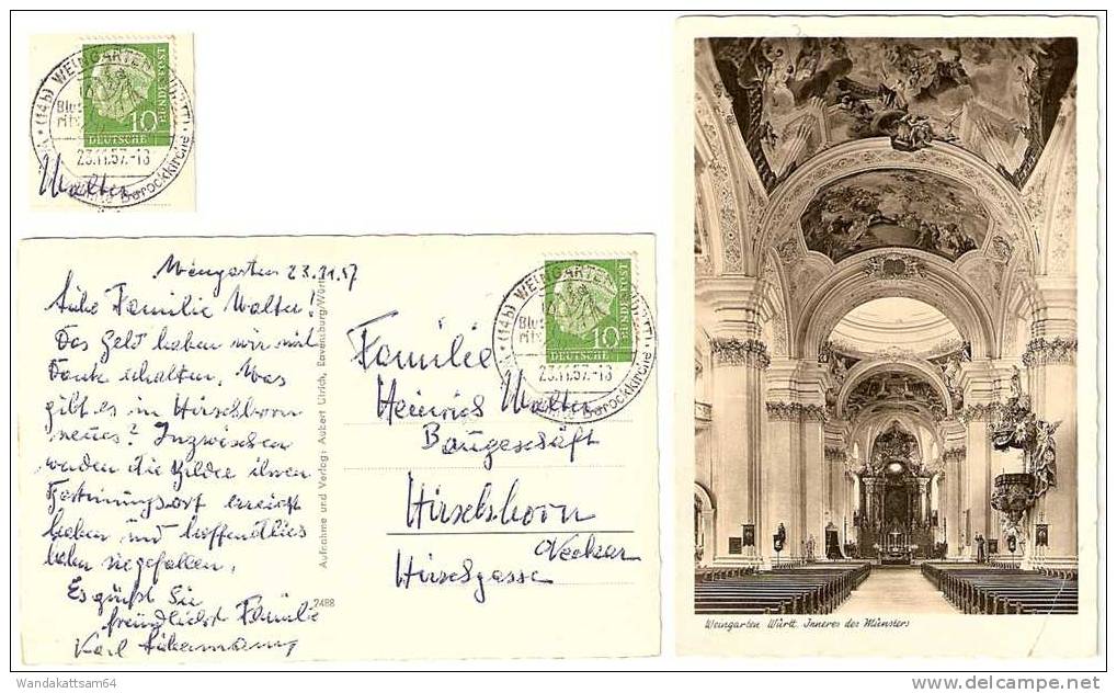 AK 2488 Weingarten Württ. Inners Des Münsters 23.11.57.-18 (14b) WEINGARTEN (WÜRTT) -Weltberühmte Barockkirche Blutritt- - Ravensburg