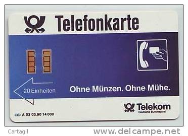 TOP Précurseur Rare  Télécarte Neuve  A 03 1990 Tirage 14 000ex - A + AD-Series : Publicitarias De Telekom AG Alemania