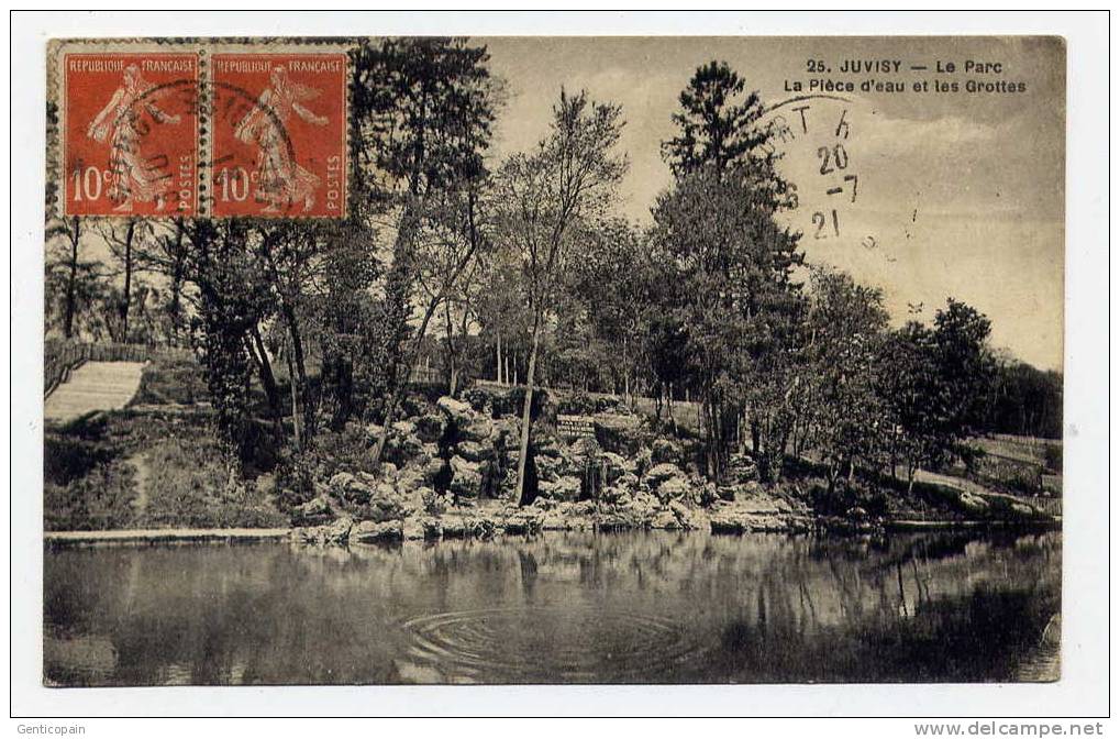 Q21 - JUVISY - Le Parc - La Pièce D'eau Et Le Grottes (1921) - Juvisy-sur-Orge