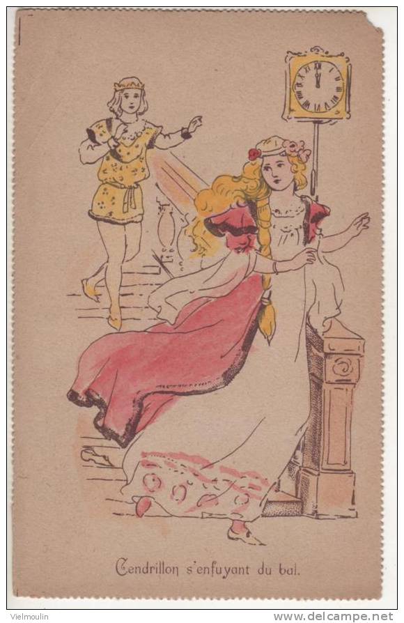 CARTE POSTALE RAPHAEL TUCK A COLORIER CENDRILLON S´ENFUYANT DU BAL BELLE CARTE - Tuck, Raphael