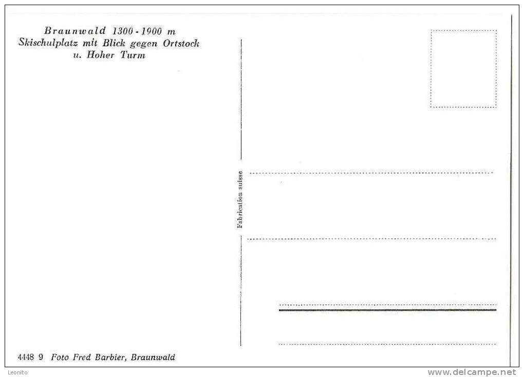 Braunwald Skischulplatz Mit Blick Gegen Ortstock U. Hoher Turm Ca. 1960 - Braunwald