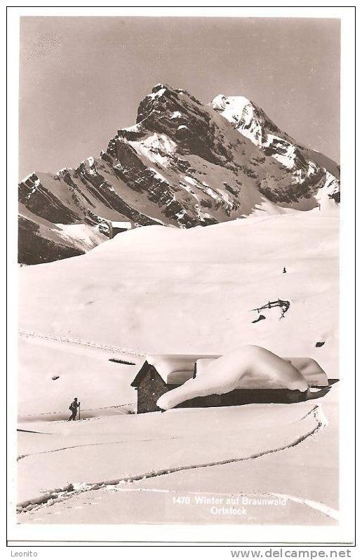 Winter Auf Braunwald Ortstock Ca. 1950 - Braunwald