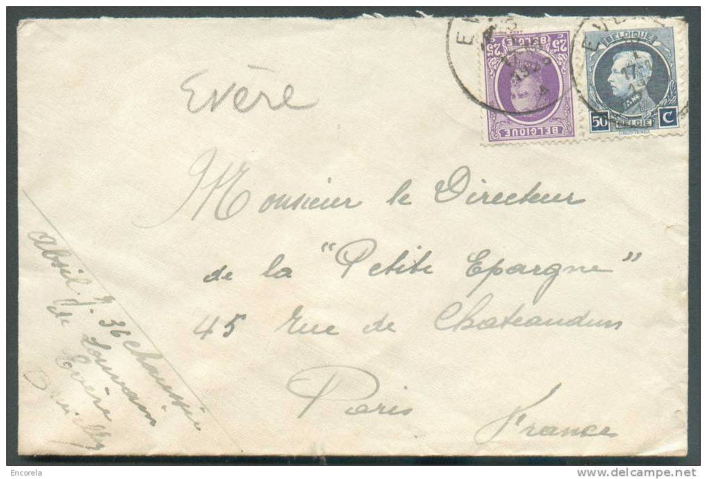 N°197-211 Obl. Sc EVERE S/L. Vers Paris - Exp. Absil, Chée De Louvain - 6405 - 1921-1925 Petit Montenez